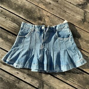 Refuge Denim Pleated Mini Skirt